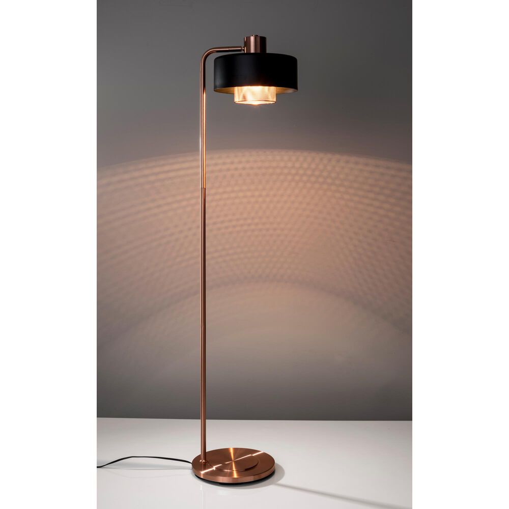 Adesso Bradbury Floor Lamp in Black and Brushed Copper | Nebraska