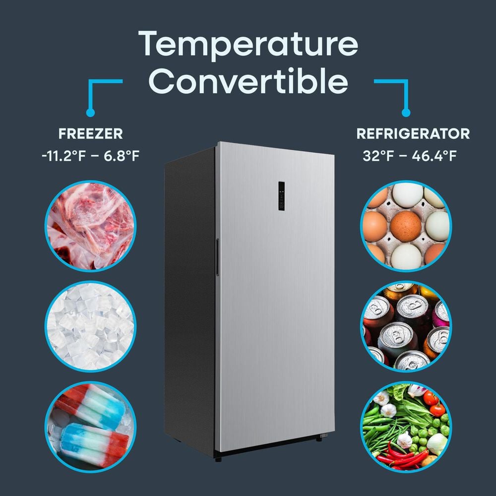 Element 17 Cu. Ft. Upright Convertible Freezer/Refrigerator in Stainless Steel, , large