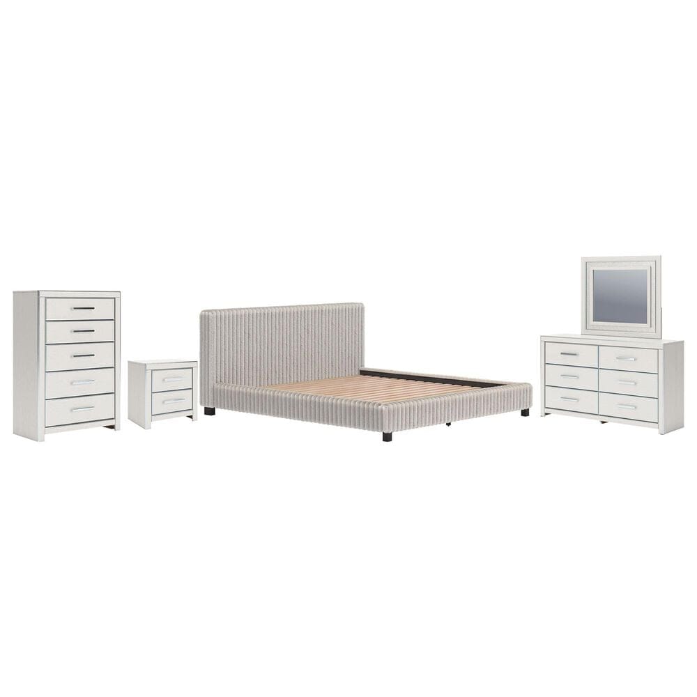 Ashley Zuraleus 5-Piece California King Upholstered Platform Bedroom Set in Matte White, , large