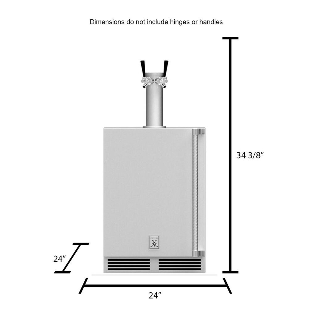 Hestan 24" Outdoor Double Faucet Beer Dispenser on Left Hinge in Stainless Steel, , large