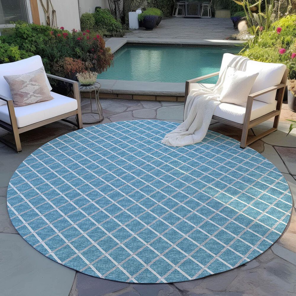 Dalyn Rug Company York 4&#39; Round Sky Blue Indoor/Outdoor Area Rug, , large