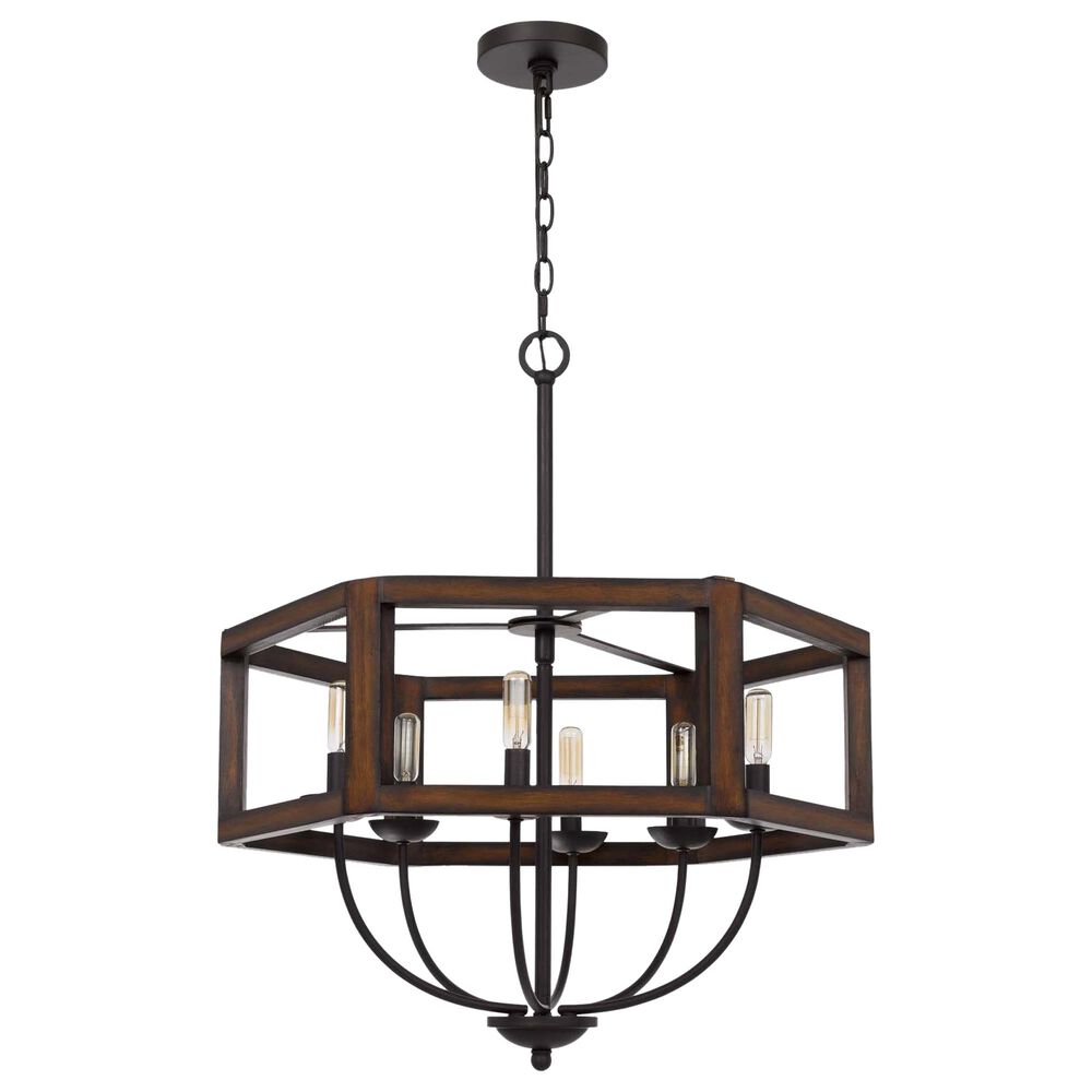 Cal Lighting Renton Chandelier in Dark Bronze and Oak, , large
