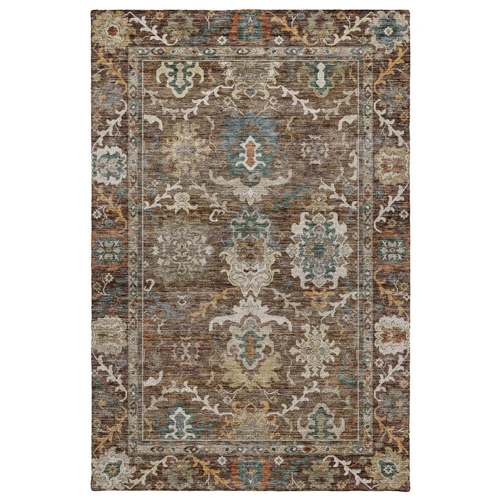 Dalyn Rug Company Silk Road Chocolate, Ivory, Gold, Copper, Blue, Teal and Mocha 8" x 10" Area Rug, , large