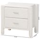 Baxton Studio Laria 2-Drawer Upholstered Nightstand in White, , large