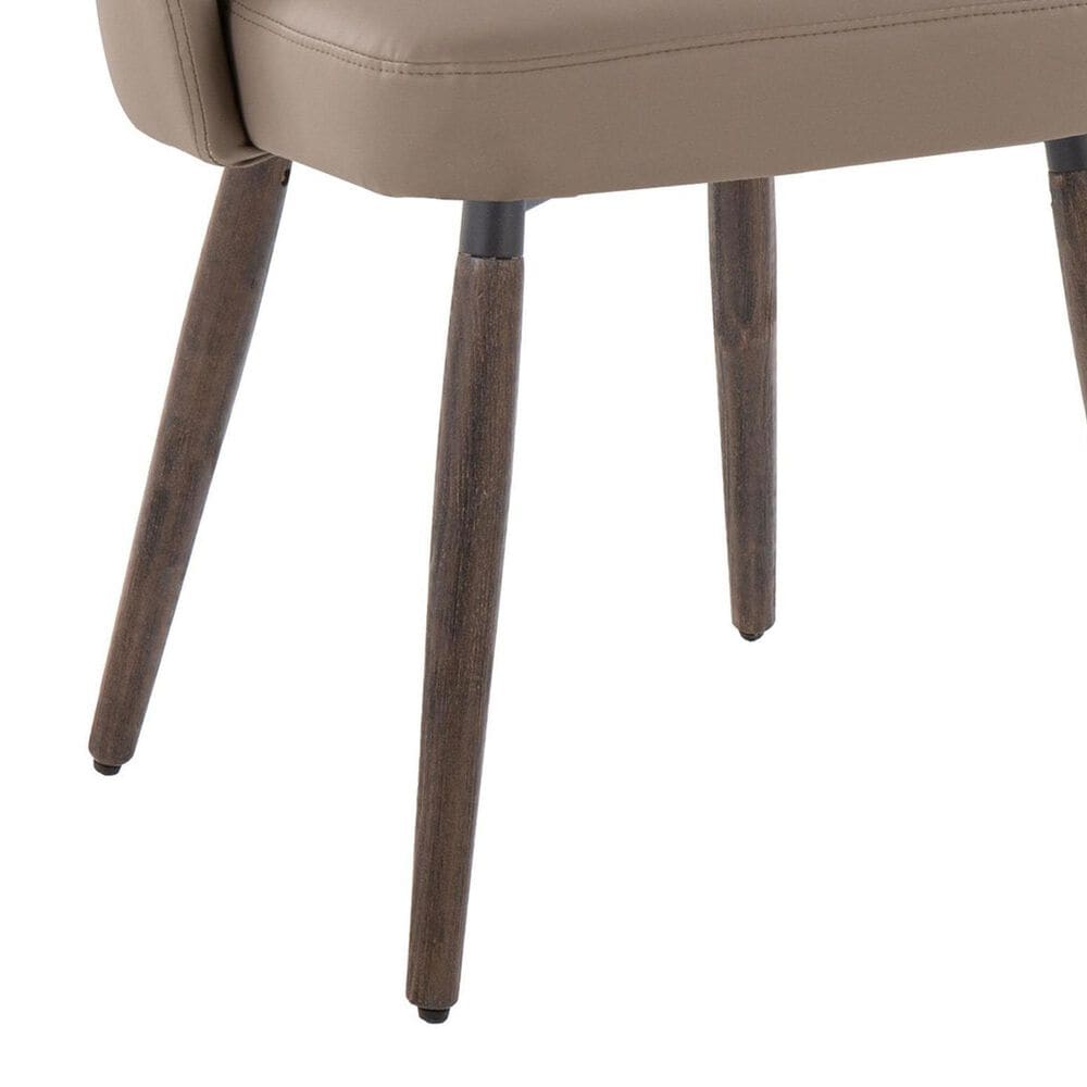 LumiSource York Side Chair with Brown Faux Leather Cushion in Dark Walnut (Set of 2), , large