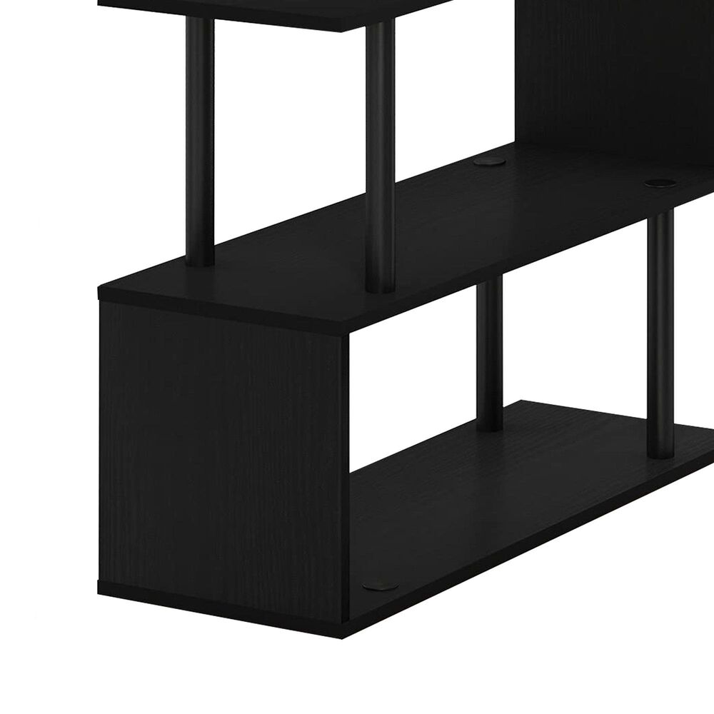 HOMLUX 3-Tier Shelves L-Shape Computer Desk in Americano and Black, , large