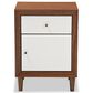 Baxton Studio Harlow 1-Drawer Nightstand in White and Walnut, , large