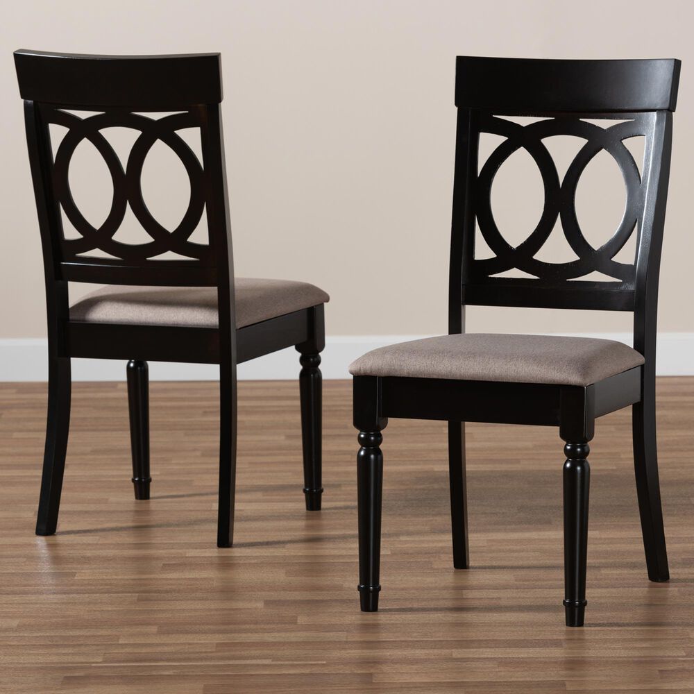 Baxton Studio Lucie Side Chair with Sand Cushion in Espresso Brown (Set of 2), , large
