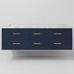 Lexora Home Castor 60" Double Bathroom Vanity in Blue with 2 cm White Carrara Marble Top and Rectangular Sinks, , large