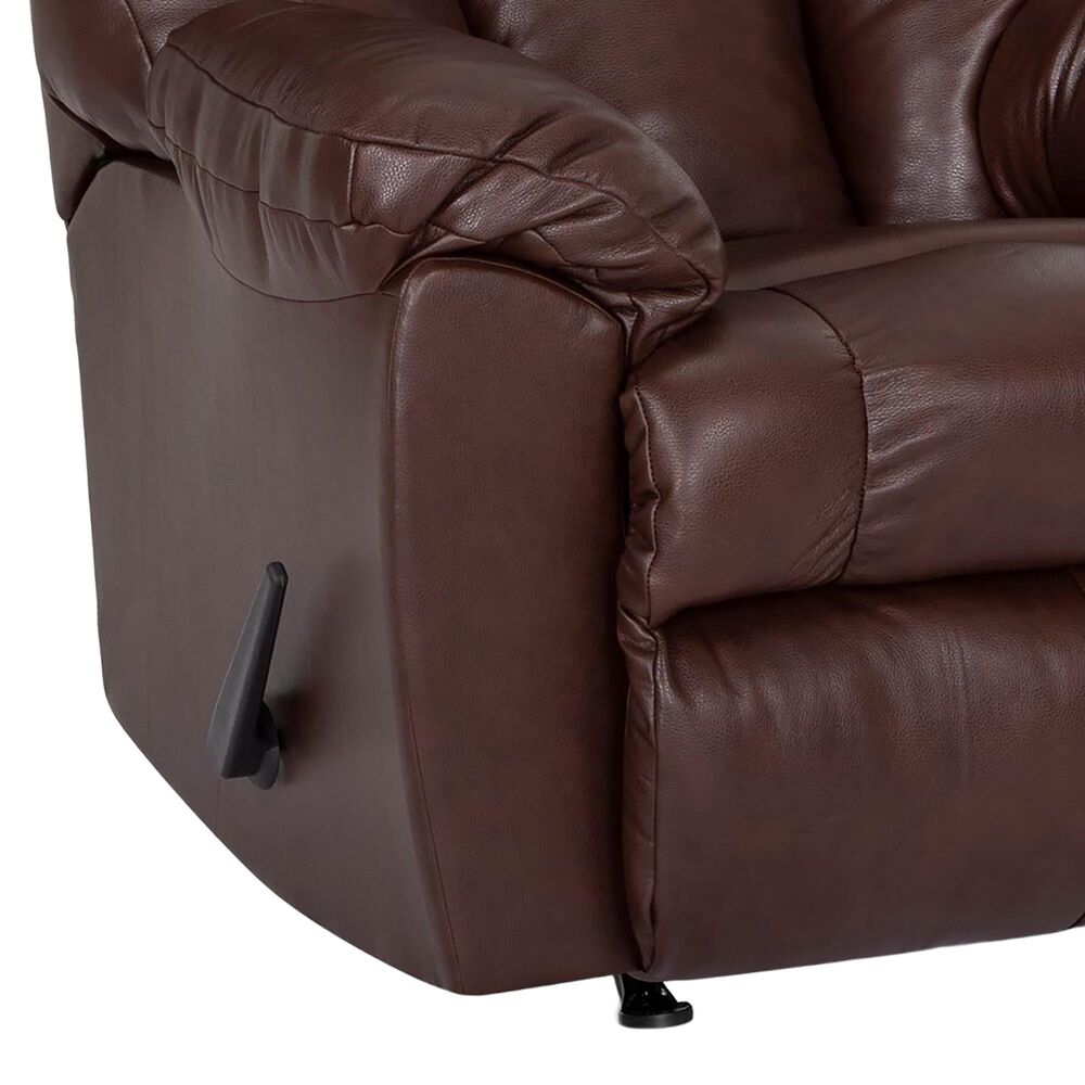 Moore Furniture Connery Manual Leather Rocker Recliner in Blaze Bourbon, , large