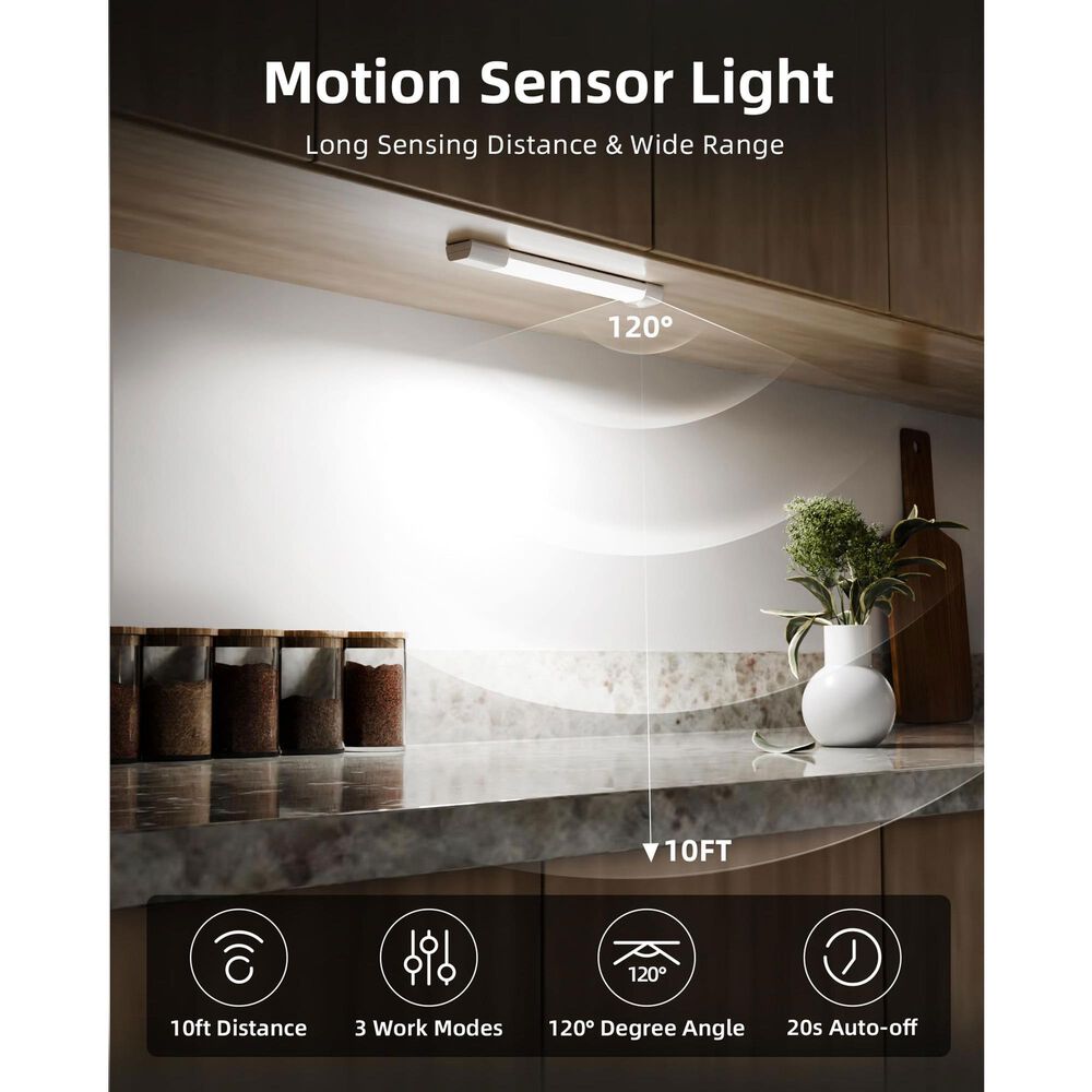 HOMLUX 8" Motion Sensor LED Light in Bar White (Set of 3), , large