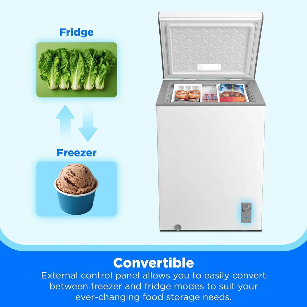 Midea 5.1 Cu. Ft. Garage-Ready Convertible Chest Freezer in White, , large