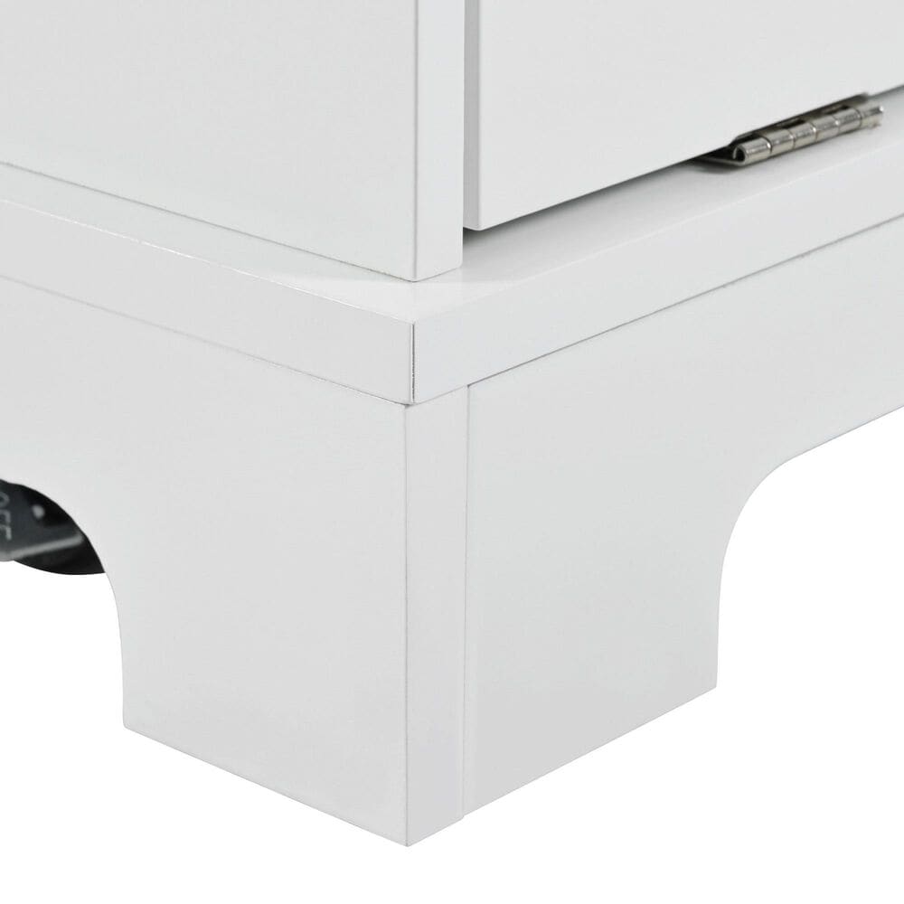 HOMLUX 47" Fluted Kitchen Island with Trash Can Storage Cabinet in White and Natural, , large