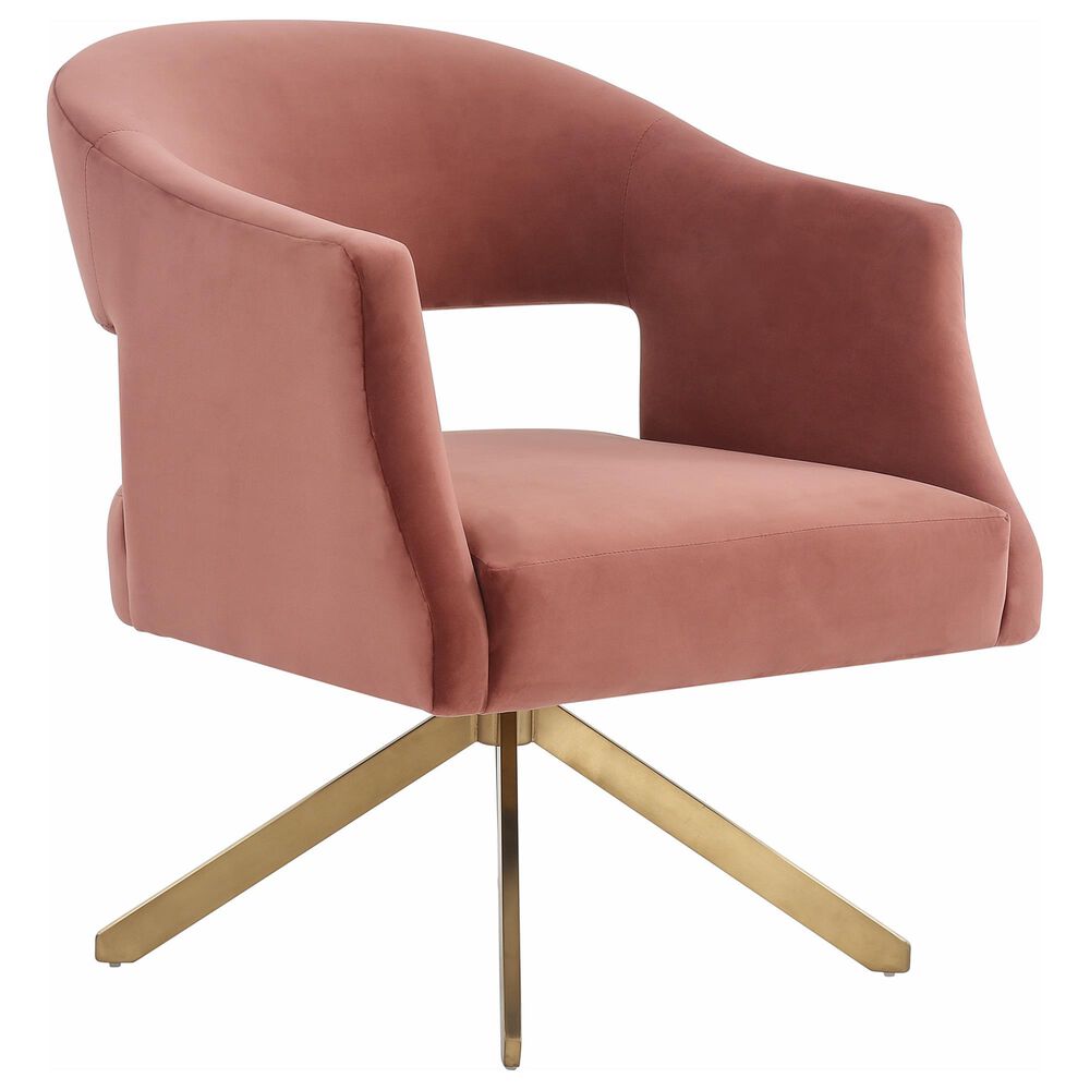 Safavieh Quartz Swivel Accent Chair in Dusty Rose and Gold, , large