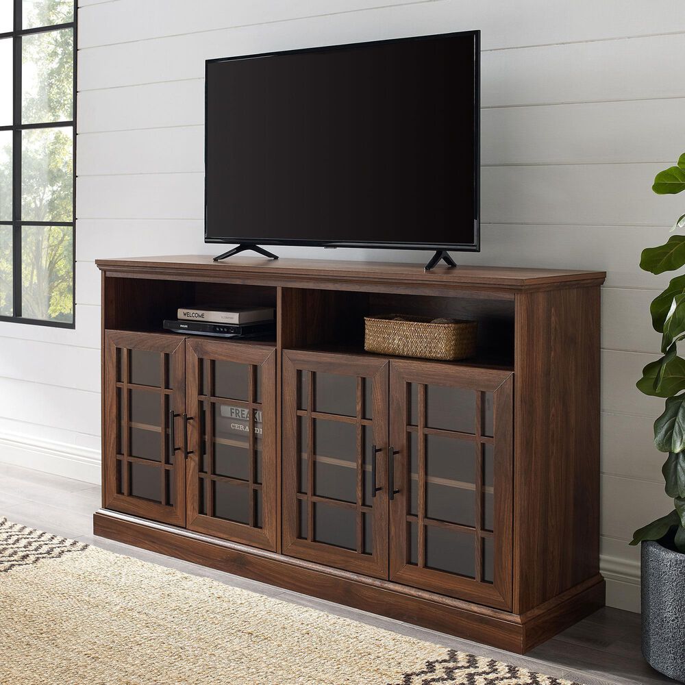Walker Edison Hazel 58&quot; TV Stand in Dark Walnut, , large