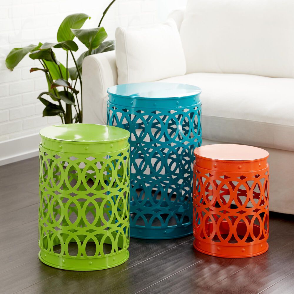 Maple and Jade Accent Table in Bright Blue, Green and Orange &#40;Set of 3&#41;, , large