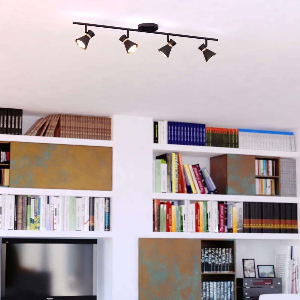 Vaxcel Alto 4-Light Ceiling Spot in Matte Black and Satin Brass, , large