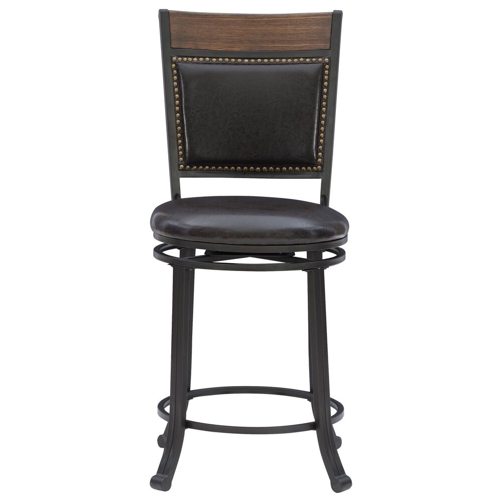 Linon Home Decor Franklin Swivel Counter Stool in Matte Black, , large