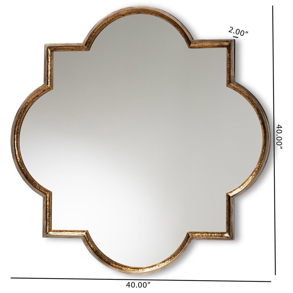 Baxton Studio Tiana Quatrefoil Accent Wall Mirror in Antique Bronze and Gold, , large
