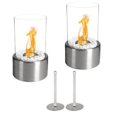 Timberlake Round Tabletop Fire Pit in Silver (Set of 2), , large