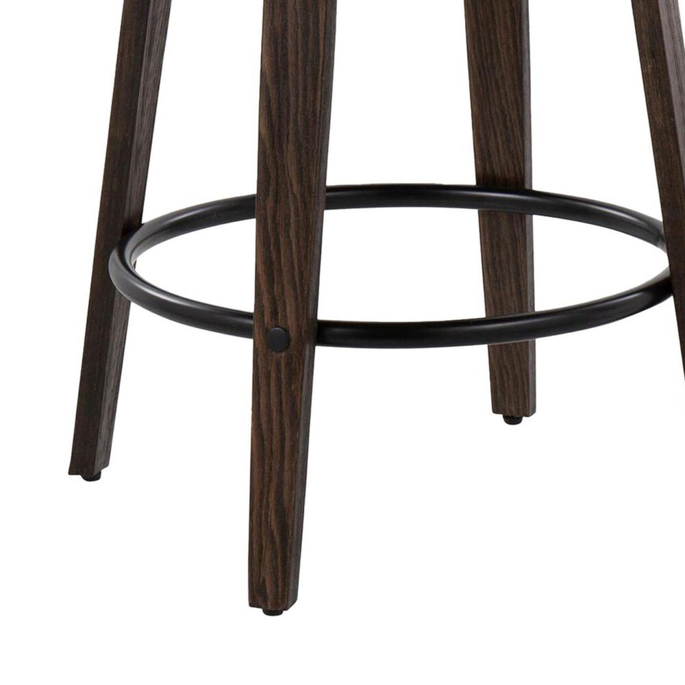 LumiSource Mustang 26" Swivel Counter Stool with Grey Fabric Upholstery in Glazed Walnut and Black (Set of 2), , large