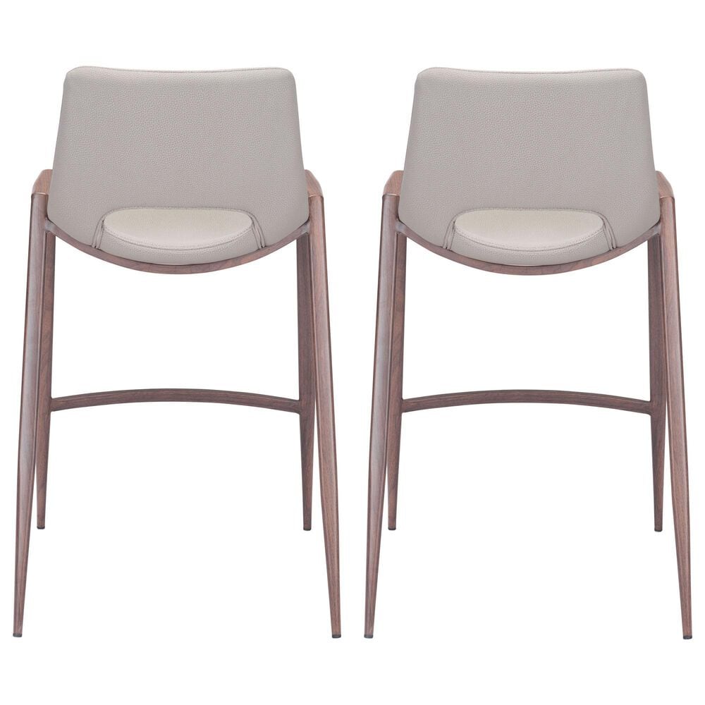 Zuo Modern Desi Counter Chair in Beige/Dark Brown &#40;Set of 2&#41;, , large