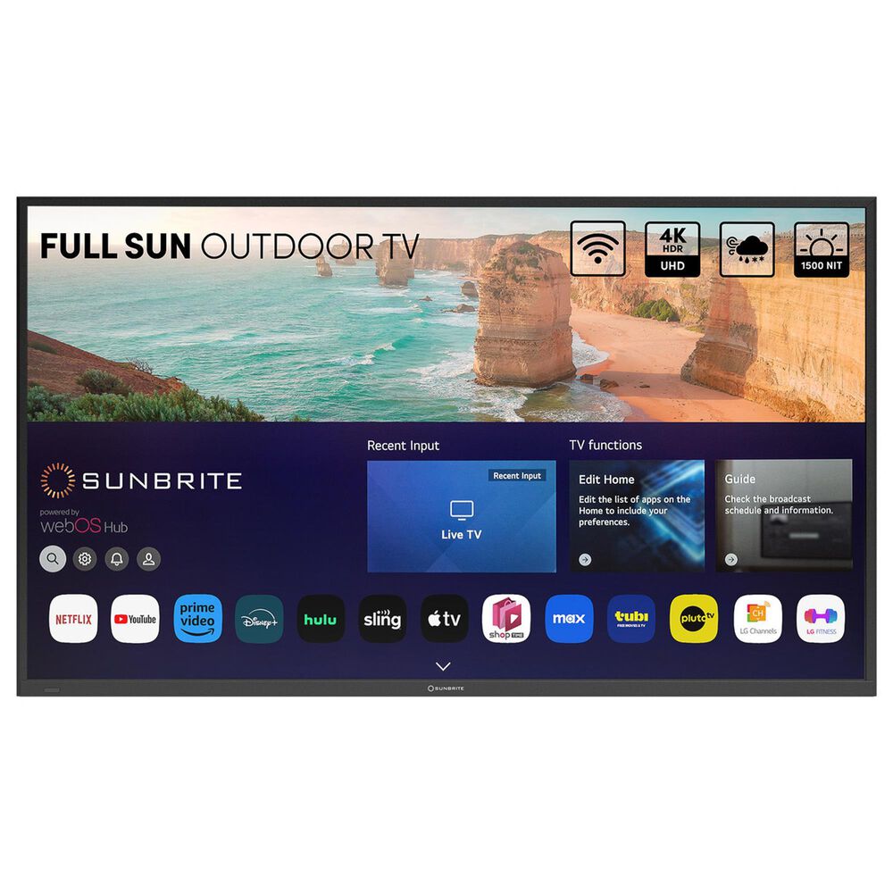 Sunbrite 65" Solis Series Outdoor Full Sun 4K UHD HDR - Smart TV with Premium Large Tilt Mount in Black, , large