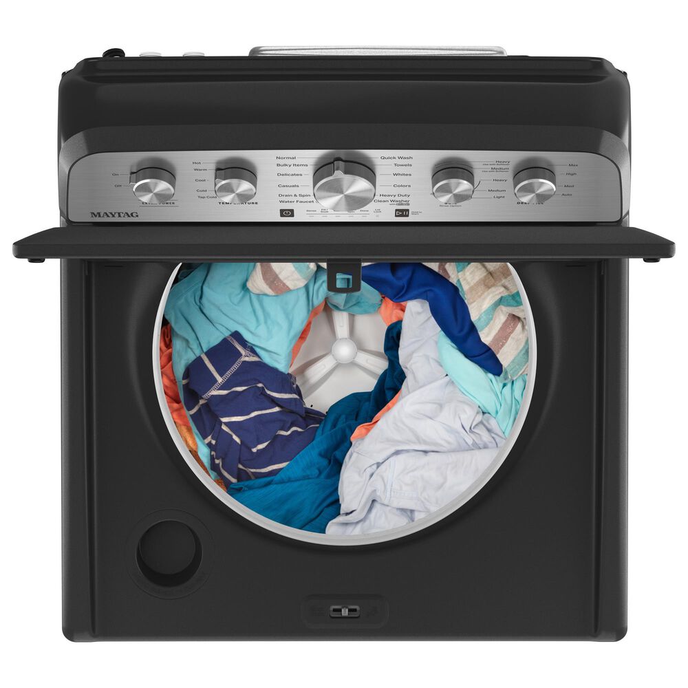 Maytag 4.7 Cu. Ft. Top Load Agitator Washer and 7.0 Cu. Ft. Electric Dryer Laundry Pair in Black, , large