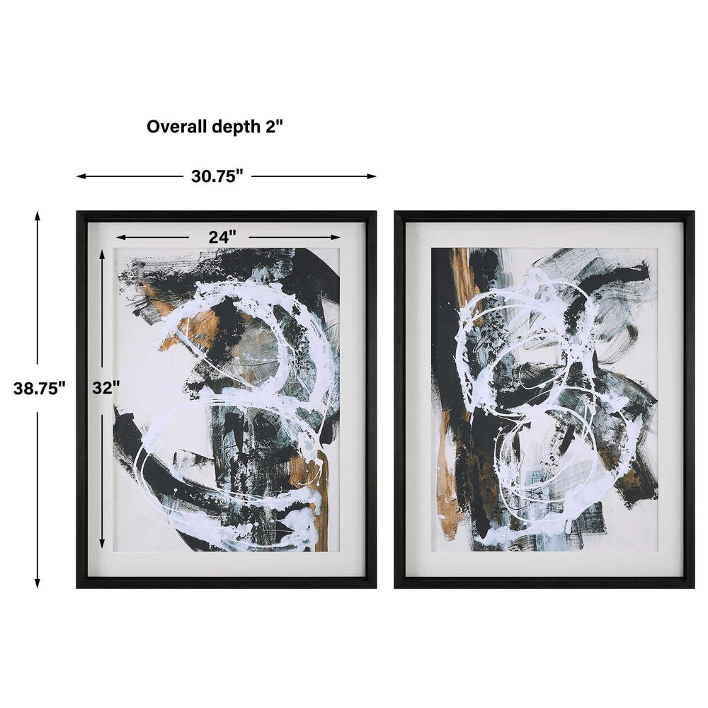 Uttermost Winterland 39&quot; x 31&quot; Abstract Wall Art in Ochre, Deep Charcoal and White &#40;Set of 2&#41;, , large