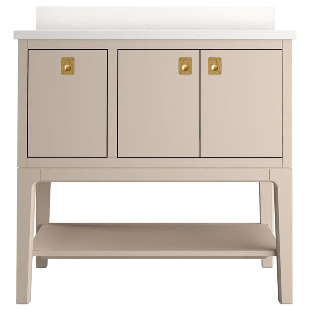 Kohler Seagrove 36" Single Bathroom Vanity in Light Clay with 3 cm White Quartz Top and Rectangular Sink, , large