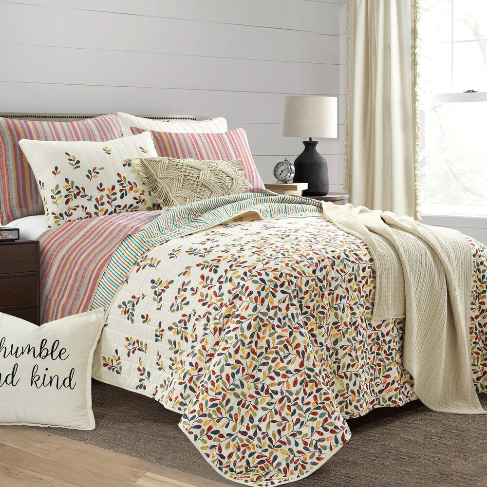 Triangle Home Fashions Tracy Stripe 3-Piece King Quilt Set in Rust and Yellow, , large