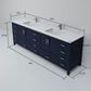 Lexora Home Jacques 84" Double Bathroom Vanity in Navy Blue with 2 cm White Quartz Top and Rectangular Sinks, , large