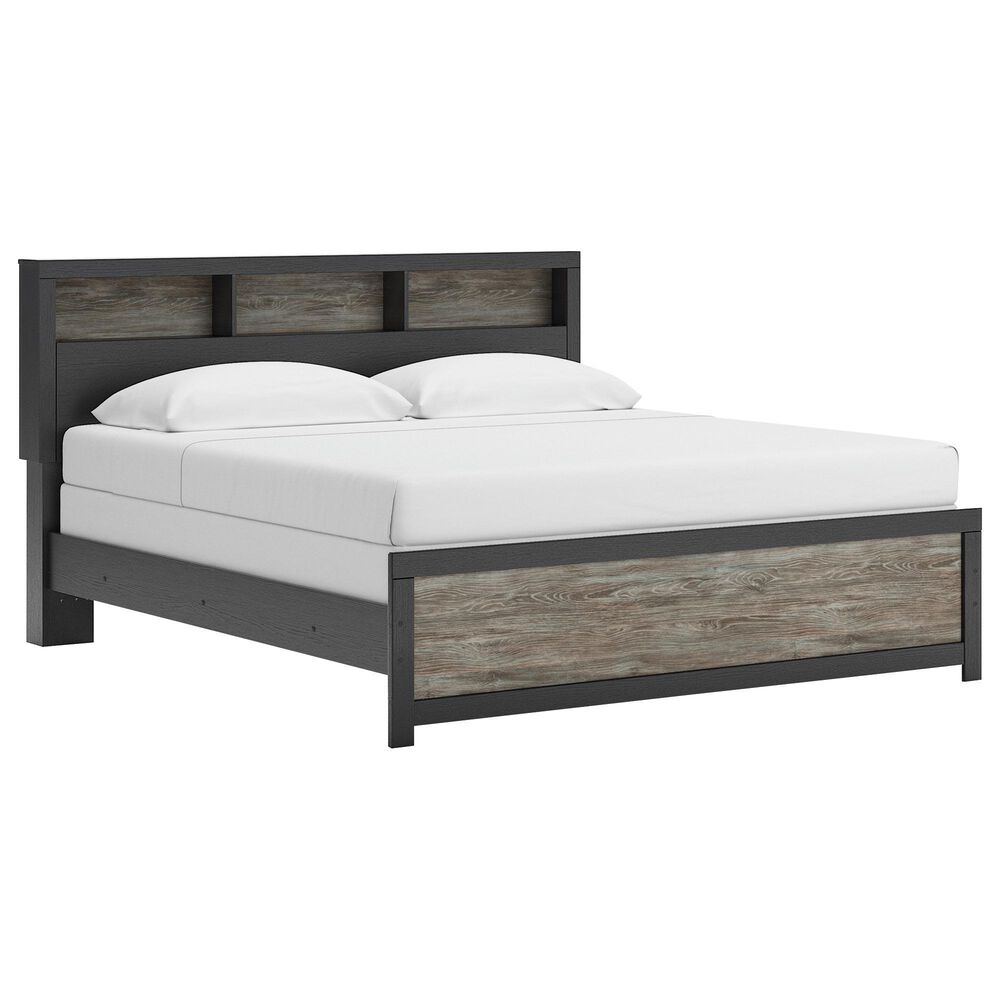 Ashley Broachmyn King LED Bookcase Bed in Black and Gray, , large