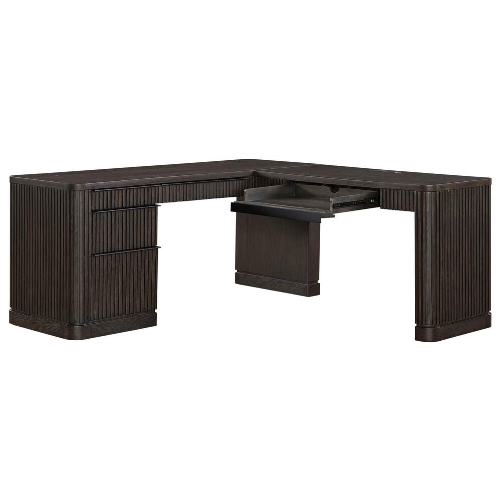 Wycliff Bay Tulane L-Shape Desk with Open Return in Dark Chocolate, , large