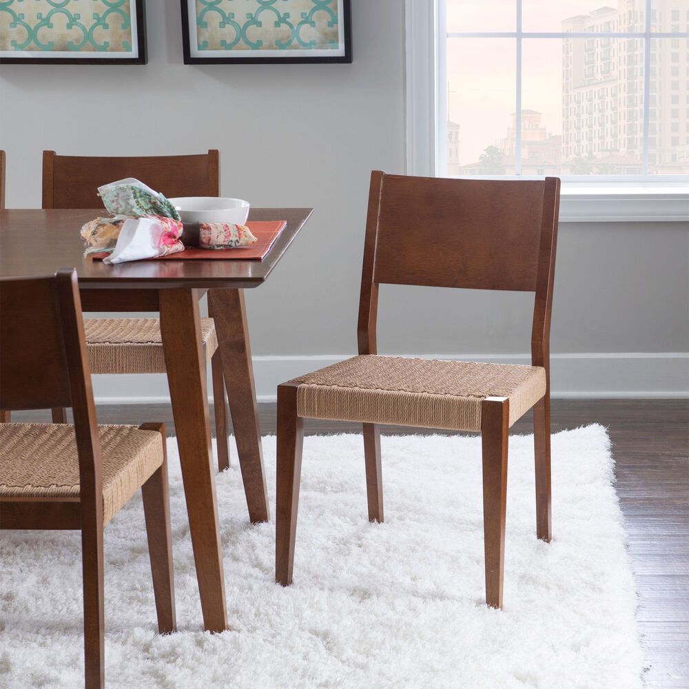 Linon Home Decor Cadence Side Chair with Woven Rope Seat in Brown (Set of 2), , large