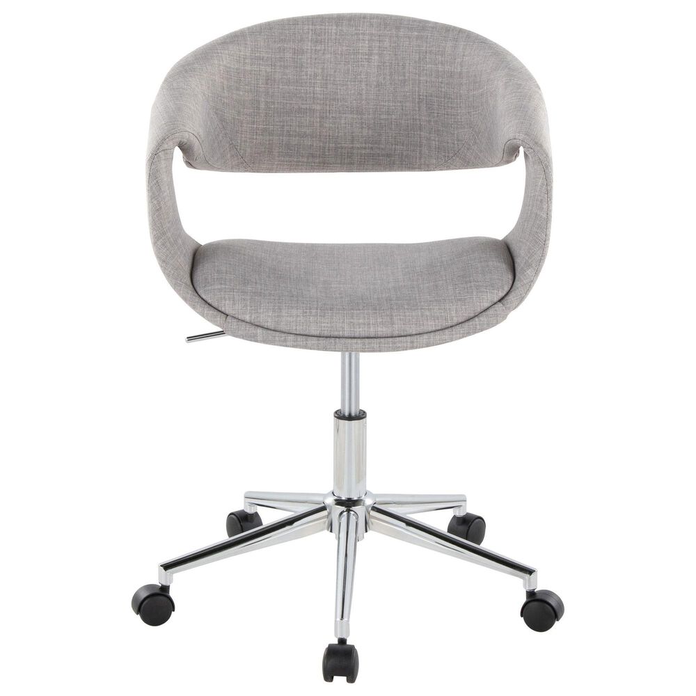 LumiSource Curvo Swivel Task Chair with Grey Fabric Cushion in Chrome, , large