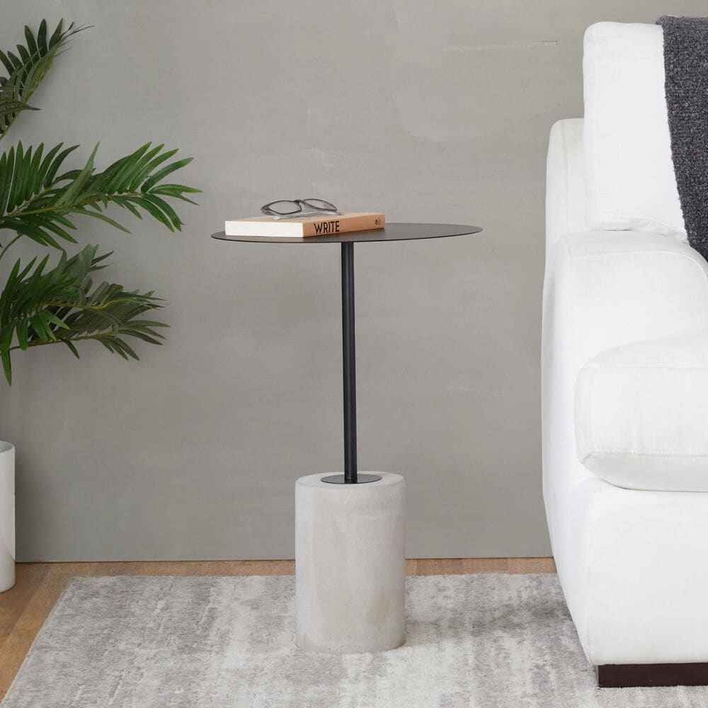 Lumisource Symbol Side Table in Concrete and Black Steel, , large