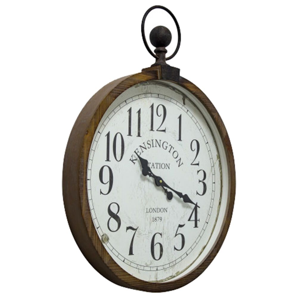 Yosemite Home Decor Kensington Station Pocket Watch Wall Clock in Brown, , large