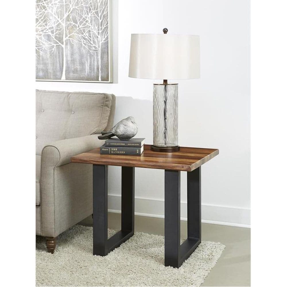Linden Boulevard Brownstone II End Table in Nut Brown and Black, , large