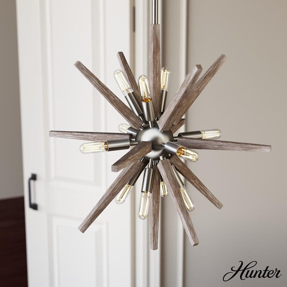 Hunter Jupiter Star 18&quot; 12-Light Pendant in Brushed Nickel, , large