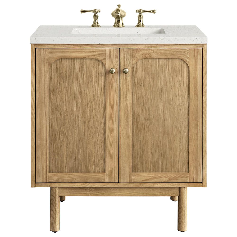 James Martin Vanities Laurent 30" Single Bathroom Vanity in Light Natural Oak with 3 cm Lime Delight Quartz Top and Rectangular Sink, , large