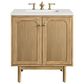 James Martin Vanities Laurent 30" Single Bathroom Vanity in Light Natural Oak with 3 cm Lime Delight Quartz Top and Rectangular Sink, , large