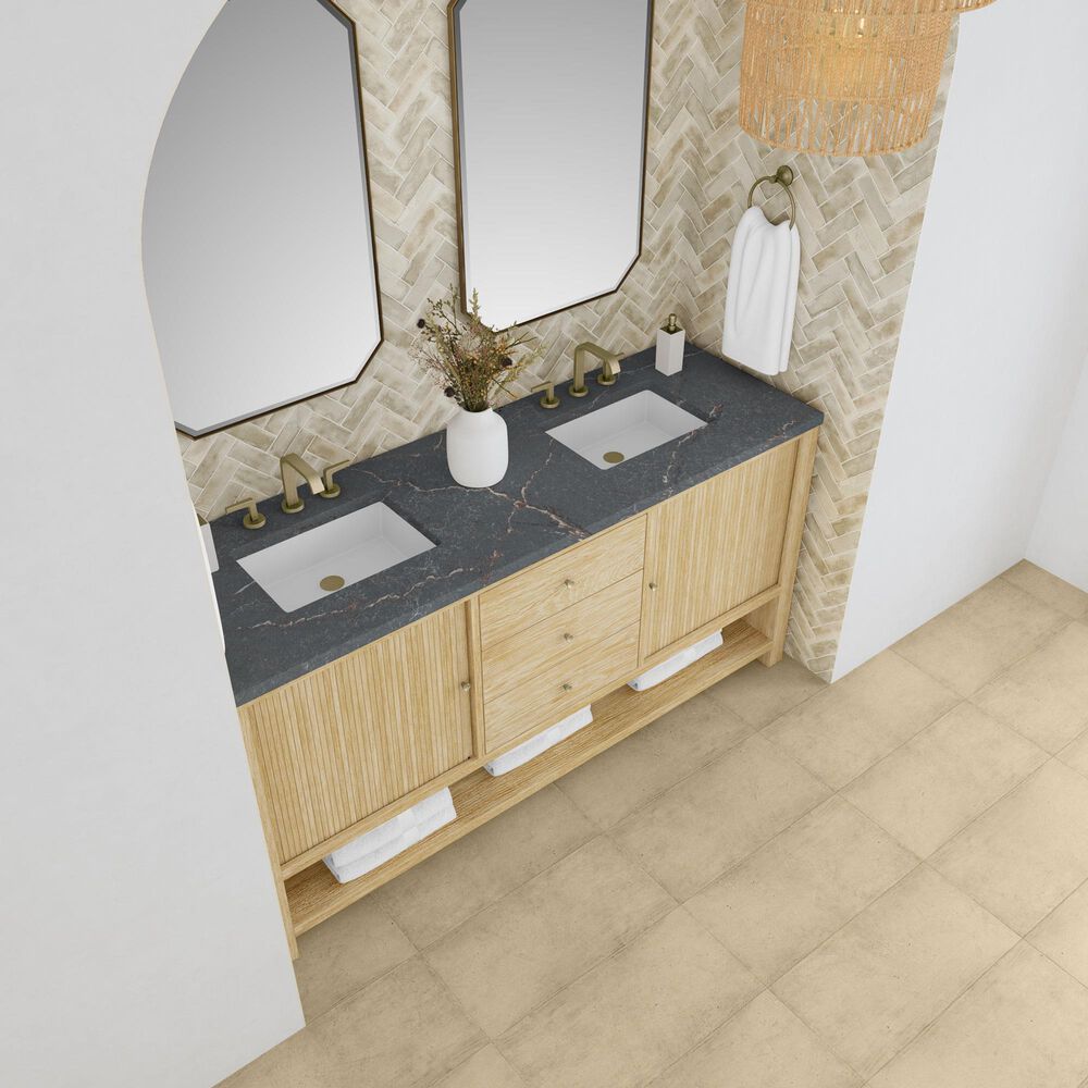 James Martin Vanities Marigot 72" Double Bathroom Vanity in Sunwashed Oak with 3 cm Parisien Bleu Quartz Top, Rectangular Sinks and FreePower Wireless Charger, , large