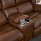 HomeStretch Laredo Power Loveseat with Console in Stetson Cognac, , large