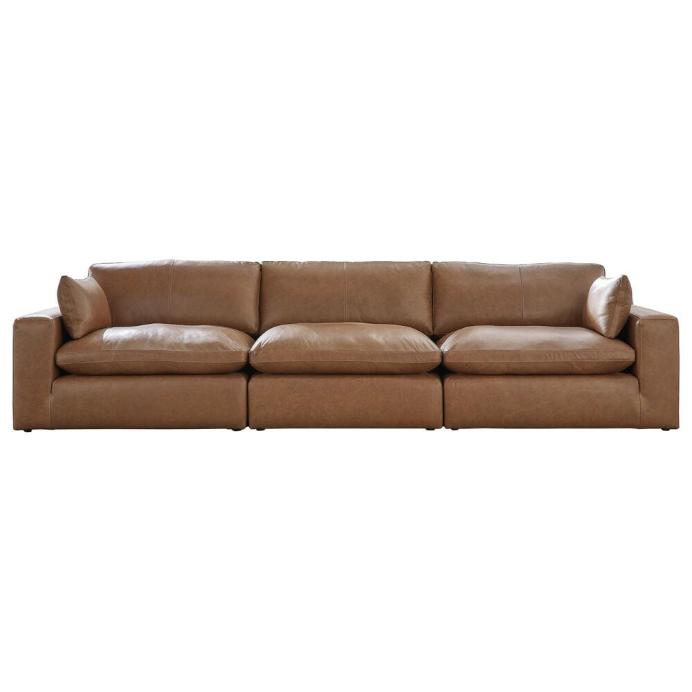 Ashley Emilia 3-Piece Stationary Symmetrical Sectional Sofa in Caramel, , large