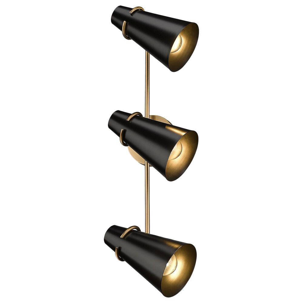 Golden Lighting Reeva 3-Light Bath Vanity with Matte Black Shade in Modern Brass, , large