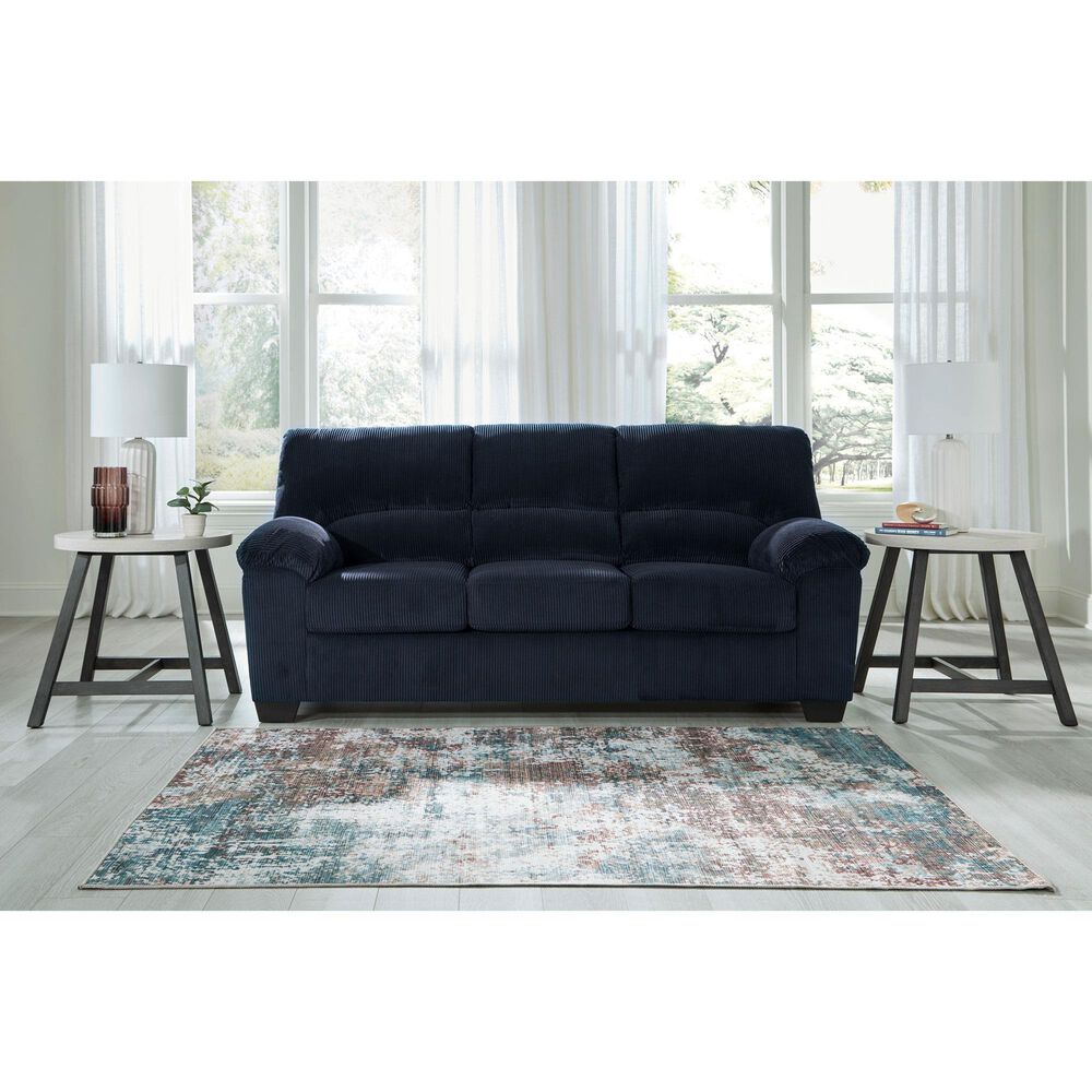 Ashley SimpleJoy Stationary Sofa in Navy, , large