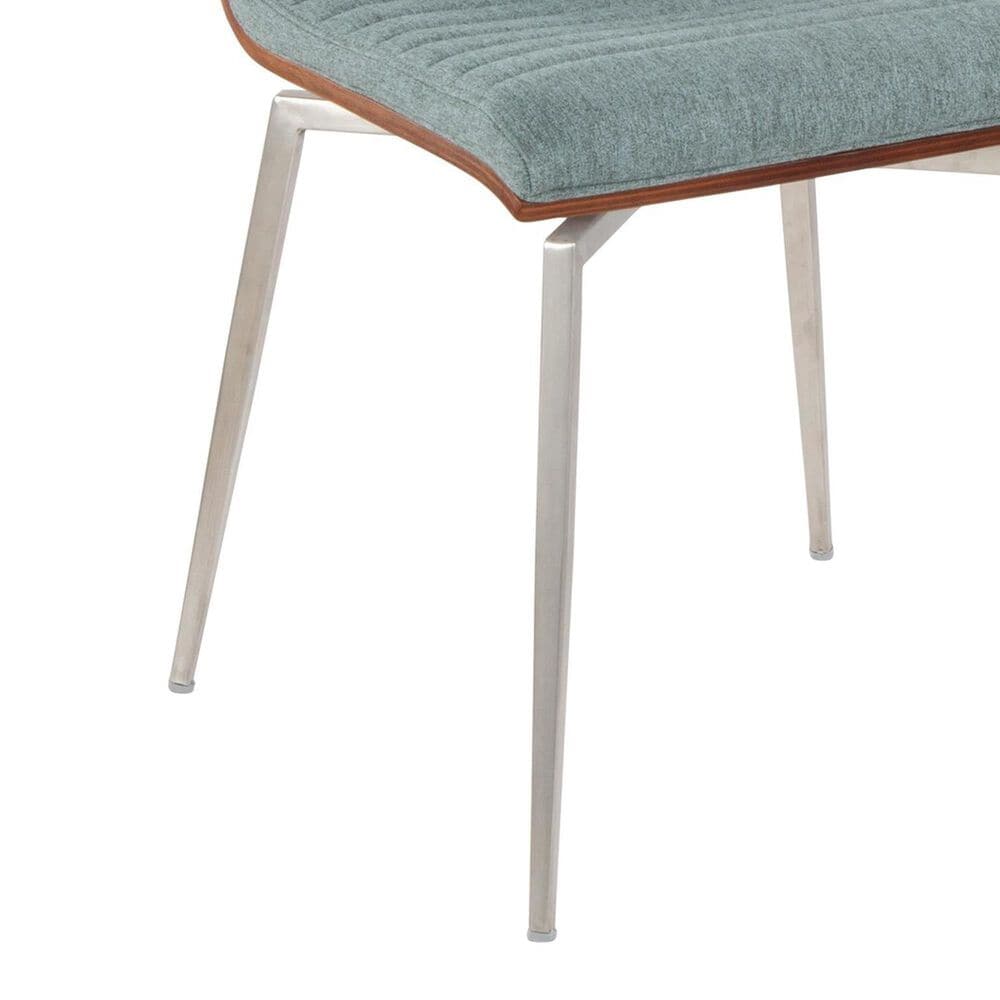 Lumisource Mason Contemporary Dining/accent Chair with Swivel in Stainless Steel, Walnut Wood, and Green Fabric - Set of 2, , large