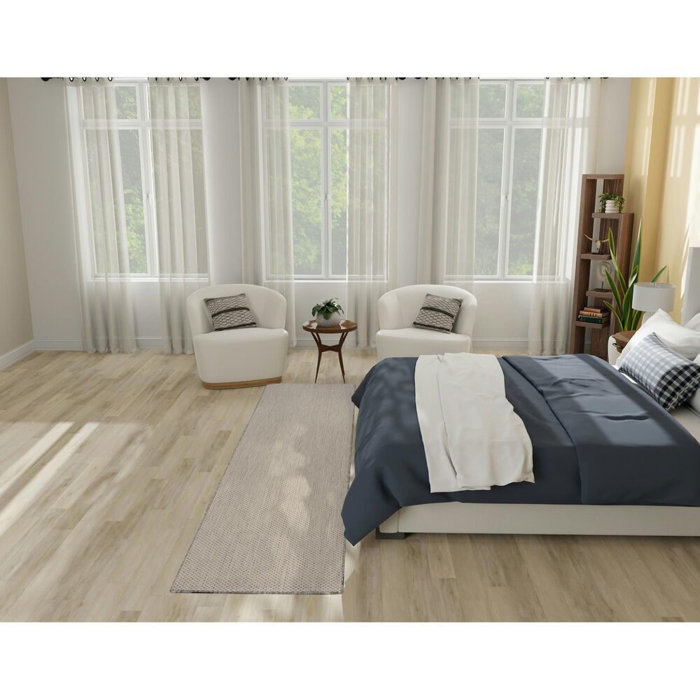 Nourison Courtyard Ivory and Silver 2&#39;2&quot; x 10&#39; Indoor/Outdoor Runner, , large