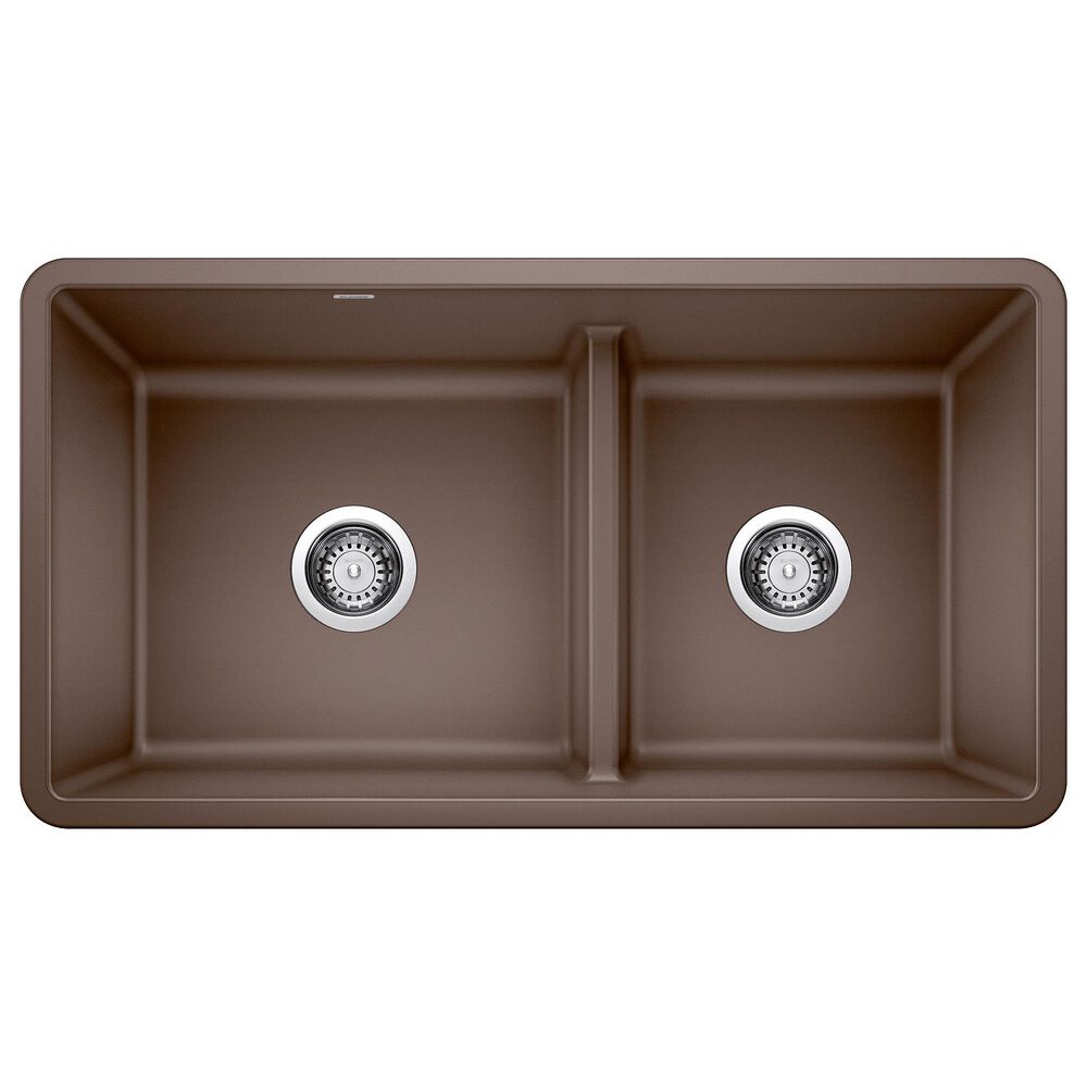 Blanco Precis Reversible 1-3/4 Double Bowl Kitchen Sink with Low Divide in Cafe, , large